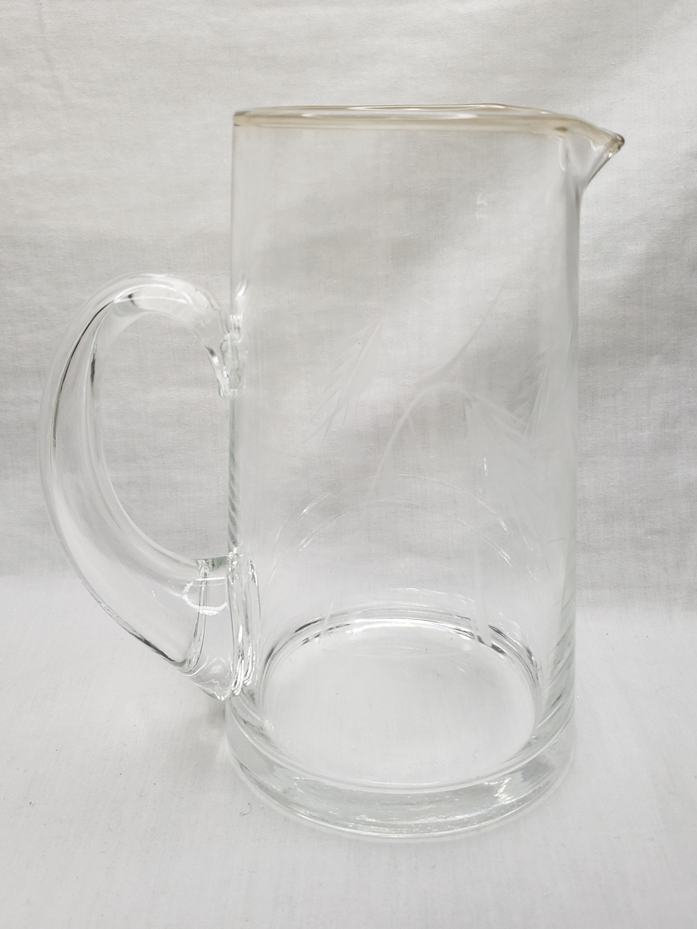 Vintage Clear Etched Wheat Glass Decorative Accent Pitcher